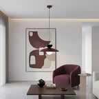 Hanglamp gepoedercoat staal en glas Scandinavisch Mulan bordeaux met zwart, Ø 30 cm, boven eettafel