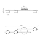 Plafondlamp gepoedercoat staal minimalistisch Fragment wit, 3 fittingen voor woonkamer, eetkamer en kantoor