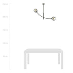 Plafondlamp gepoedercoat staal en glas Hunter 2 zwart met grafiet glazen kappen, 2 lichtpunten E14 – 83 x 60 cm