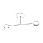 Plafondlamp gepoedercoat staal Halo Scandinavisch wit, met 2 fittingen – 60 x 20 cm