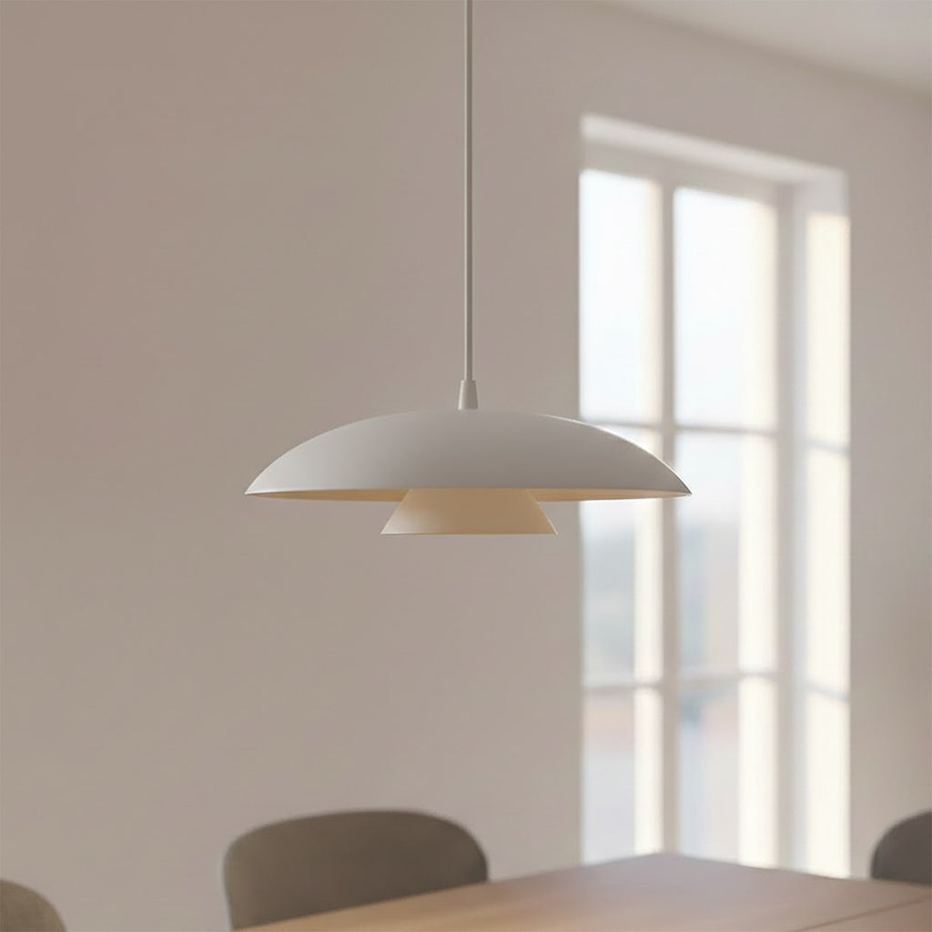 Hanglamp gepoedercoat staal Babel, Scandinavisch, wit, 30 cm, 1 fitting, voor eettafel of keukeneiland