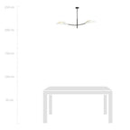 Plafondlamp gepoedercoat staal modern Lotus, zwart met witte stoffen kappen, 2 lichtpunten E14, 103 x 60 cm