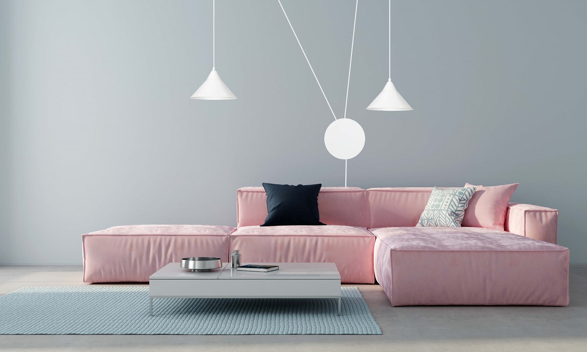 Hanglamp gepoedercoat staal Abramo, Scandinavisch, wit, met 2 fittingen E27, verstelbare hoogte