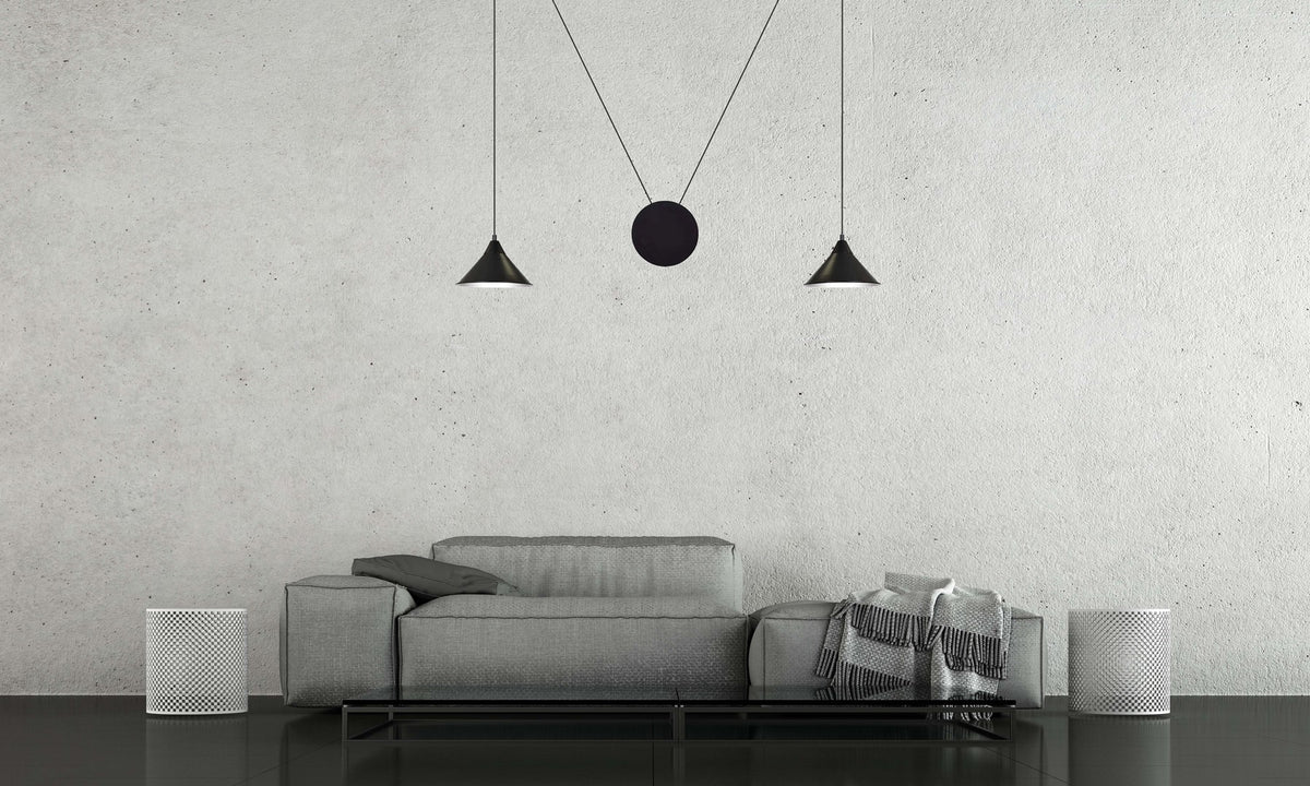 Hanglamp gepoedercoat staal Abramo 2 lichts, Scandinavisch, mat zwart, met 2 E27-fittingen