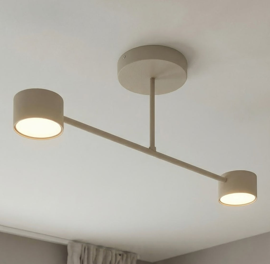Plafondlamp gepoedercoat staal modern Halo beige 60 cm, 2 fittingen voor woonkamer, slaapkamer of eetruimte