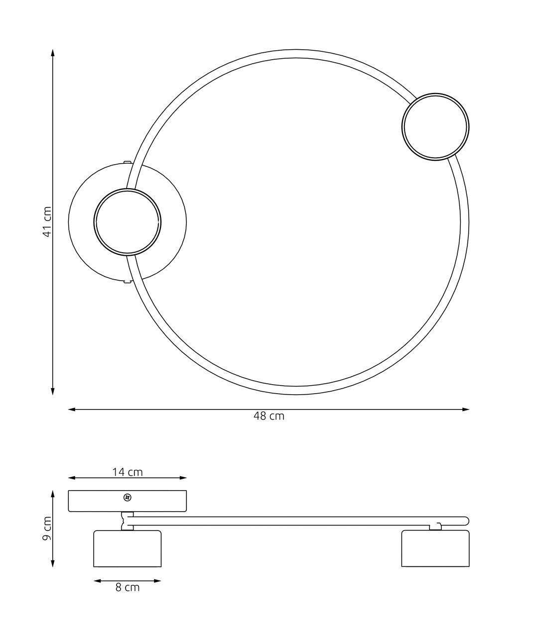 Plafondlamp gepoedercoat staal Lucio minimalistisch zwart 48 x 41 cm, 2 lichtpunten met GX53-fitting