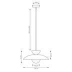 Hanglamp gepoedercoat staal en glas Scandinavisch Mulan bordeaux met zwart, Ø 30 cm, boven eettafel