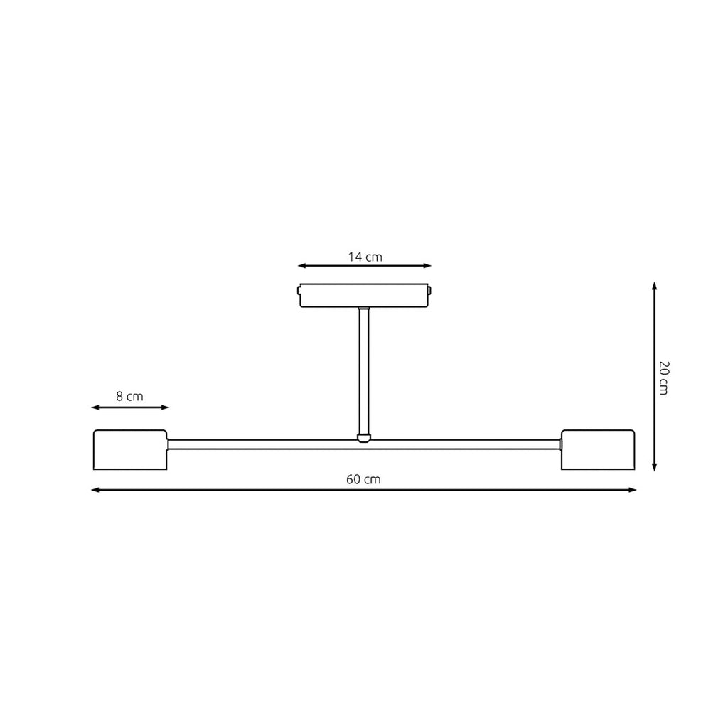 Plafondlamp gepoedercoat staal Halo Scandinavisch wit, met 2 fittingen – 60 x 20 cm