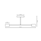 Plafondlamp gepoedercoat staal Halo Scandinavisch wit, met 2 fittingen – 60 x 20 cm