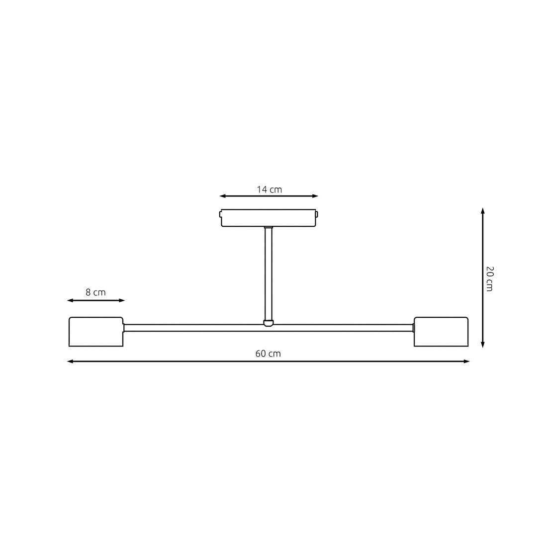 Plafondlamp gepoedercoat staal Halo Scandinavisch wit, met 2 fittingen – 60 x 20 cm