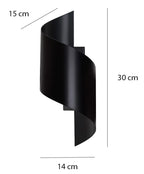 Wandlamp gepoedercoat staal Spiner, modern, zwart mat – 14 x 30 cm, voor trap, gang en woonkamer