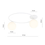 Plafondlamp gepoedercoat staal en glas Sopra 2 minimalistisch wit, 2 lichtpunten E14, breedte 47 cm