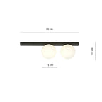 Plafondlamp gepoedercoat staal en glas, minimalistisch Fit, zwart met wit glas, 60 x 17 cm, 2 fittingen E14
