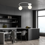Plafondlamp gepoedercoat staal en glas Sopra 2 minimalistisch wit, 2 lichtpunten E14, breedte 47 cm