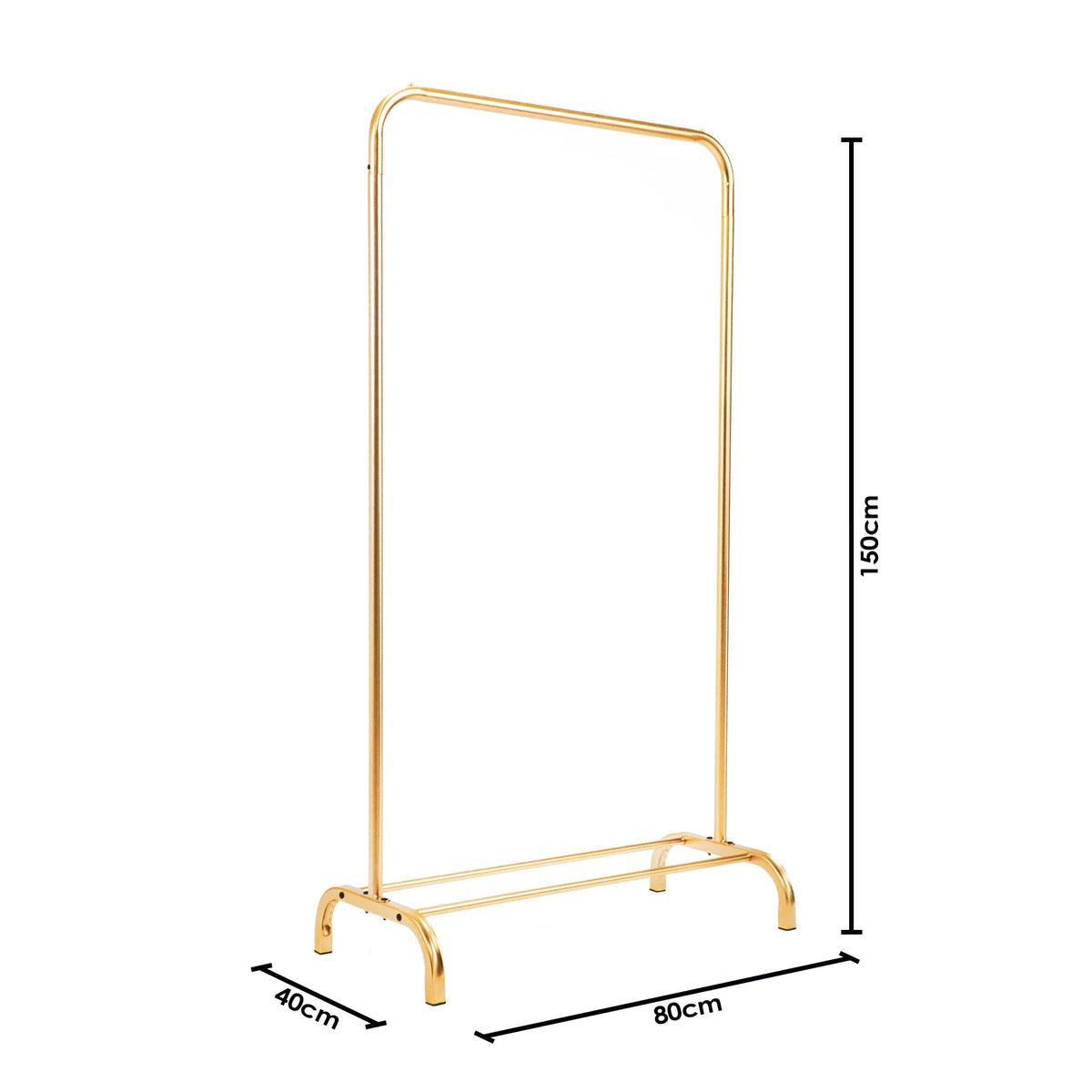 Kledingrek metaal goudkleurig 80 x 40 x 150 cm, voor kleding in huis of showroom