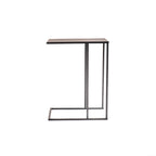 Bijzettafel metaal zwart, industrieel C-vorm design, 45 x 30 x 60 cm, voor naast de bank