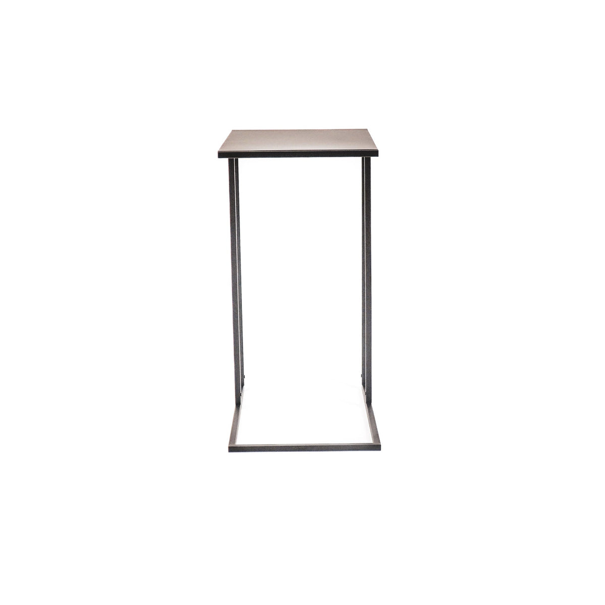Bijzettafel metaal zwart, industrieel C-vorm design, 45 x 30 x 60 cm, voor naast de bank
