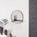 Spiegel metaal rond met plank zwart Ø 40 cm, voor hal, slaapkamer of boven dressoir