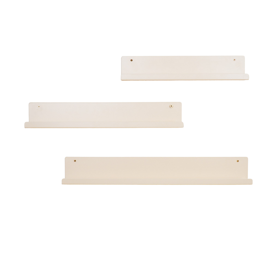 Wandplank metaal beige, set van 3 planken met opstaand randje 40, 50 en 60 cm