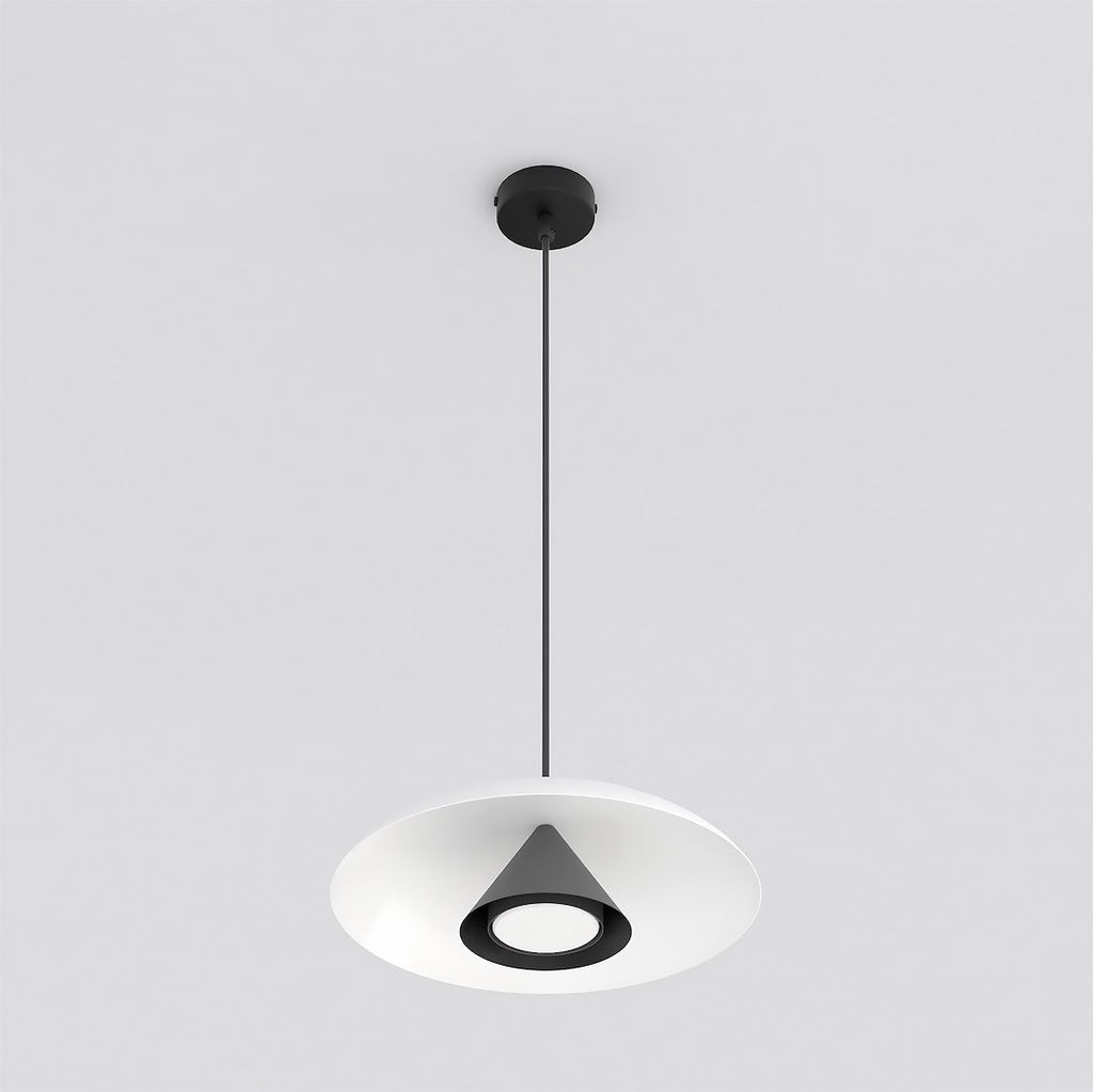 Hanglamp gepoedercoat staal Babel Scandinavisch wit met zwart, Ø 30 cm, voor eettafel en keukeneiland
