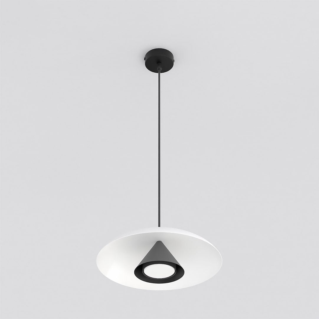 Hanglamp gepoedercoat staal Babel Scandinavisch wit met zwart, Ø 30 cm, voor eettafel en keukeneiland