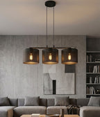 Hanglamp gepoedercoat staal modern Lux zwart, 3 lichtpunten, kap Ø 20 cm, 70 cm breed, voor eettafel of kookeiland