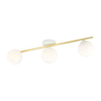 Plafondlamp gepoedercoat staal en glas Splendi, goud en wit, 3 lichtpunten, breedte 80 cm, voor woon-, slaap- of eetkamer