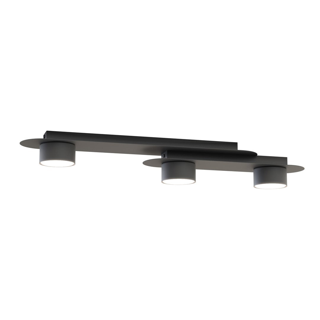 Plafondlamp gepoedercoat staal Stilo modern zwart, 3 lichtpunten – 70 x 20 x 10 cm