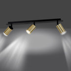 Plafondlamp gepoedercoat staal modern Zen zwart, 3 spots met GU10-fitting, 72 x 18 cm