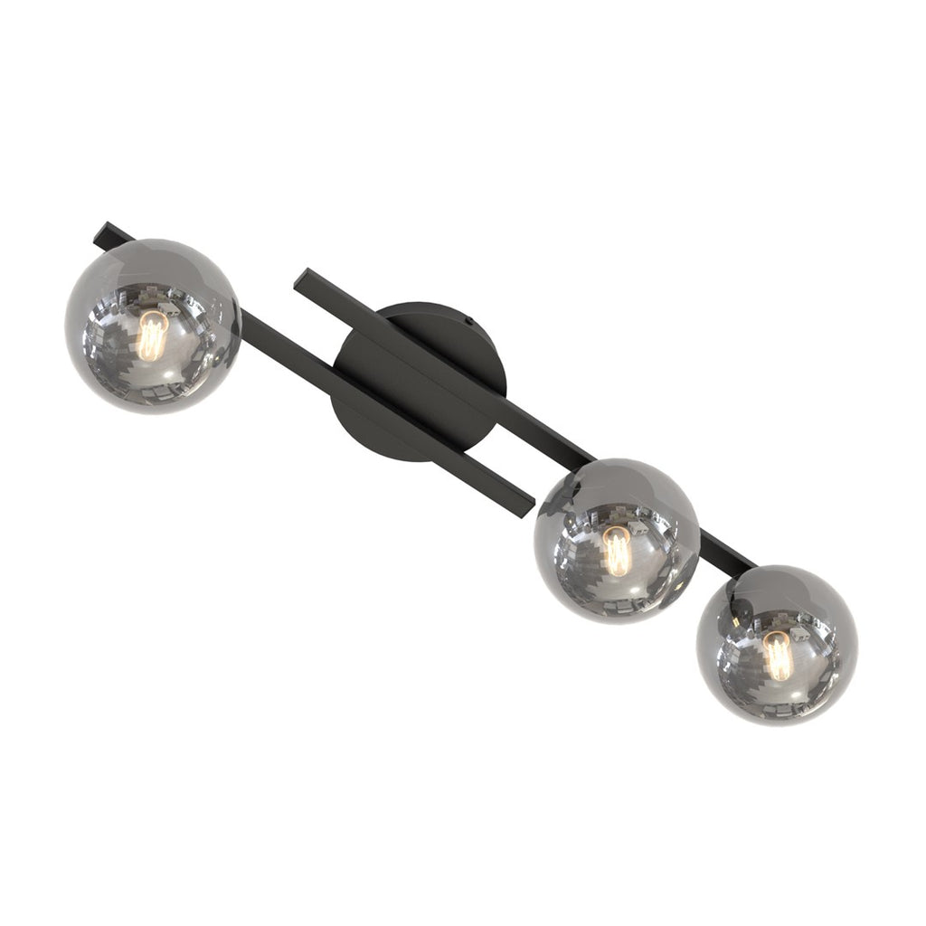 Plafondlamp gepoedercoat staal modern Kairo zwart, grafiet kappen, 74 x 20 x 19 cm, 3 x E14, woonkamer
