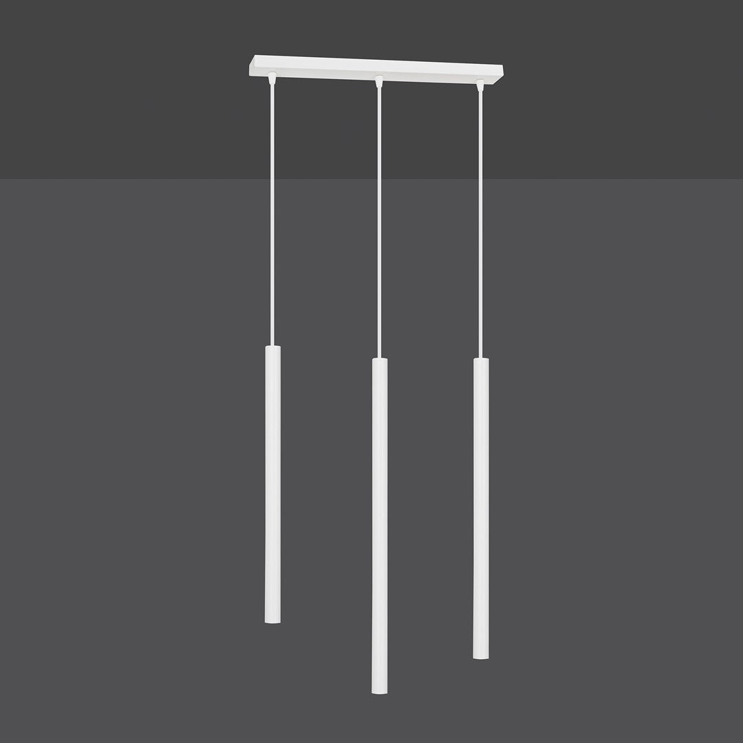 Hanglamp gepoedercoat staal Selter 3 lichts minimalistisch wit, 45 x 6 x 120 cm, voor woonkamer en eetkamer