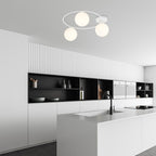 Plafondlamp gepoedercoat staal en glas, minimalistisch wit, 3 lichts, 47 x 20 cm, opbouw