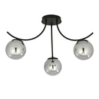 Plafondlamp gepoedercoat staal en glas Boston, zwart met grafiet kappen, 3 lichtpunten, 70 x 37 cm