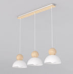 Hanglamp 3 lichts gepoedercoat staal en hout Kaki Scandinavisch wit, 3 x E27, breedte 73 cm