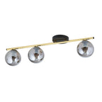 Plafondlamp staal en glas modern Monza zwart goud grafiet 80 x 20 cm, 3 fittingen E14