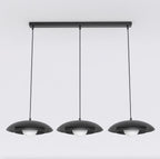 Hanglamp 3-lichts gepoedercoat staal Skin, zwart met witte binnenkant, 95 x 30 cm, eettafel en kookeiland