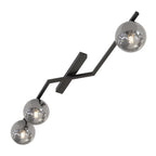Plafondlamp gepoedercoat staal Naton, zwart met grafiet glazen kappen, 100 x 32 x 20 cm, 3 lichts