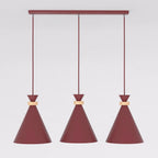 Hanglamp 3-lichts gepoedercoat staal en hout, Scandinavisch Zero, bordeaux, 78 cm, boven eettafel of kookeiland