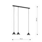Hanglamp staal zwart minimalistisch Elit 3 lichtpunten, verstelbaar, 70 cm breed voor woonkamer, eetkamer en hal