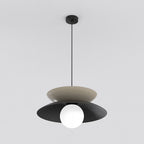Hanglamp gepoedercoat staal en glas Nagoya, zwart en beige, Ø 41 cm, voor eettafel en slaapkamer