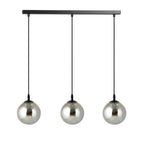 Hanglamp 3-lichts gepoedercoat staal en glas, Cosmo, zwart met grafiet glas, 70 x 100 cm, eettafel en woonkamer