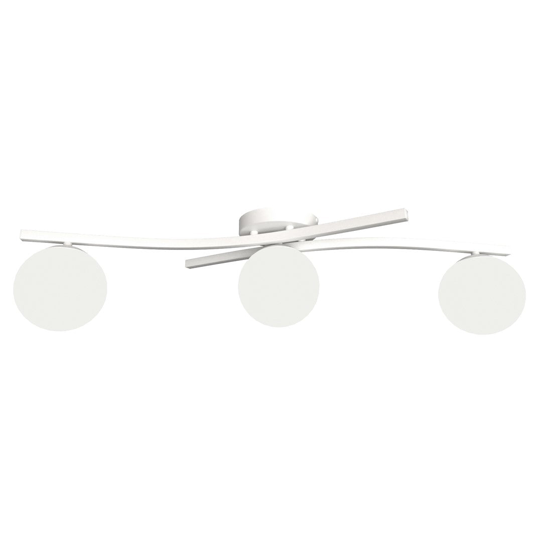 Plafondlamp gepoedercoat staal Opus 3 lichts, wit met opaalglazen kappen, 3 x E14 – woonkamer, eetkamer en slaapkamer
