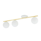 Plafondlamp Monza gepoedercoat staal en glas, wit en goud, 3 lichtpunten, E14 – 80 x 20 cm