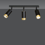 Plafondlamp gepoedercoat staal Hiro modern zwart goud 45 cm breed, 3 richtbare spots voor hal en keuken