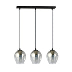 Hanglamp 3 lichts gepoedercoat staal en glas, modern Istar, zwart met grafiet kappen, 70 x 100 cm, E27