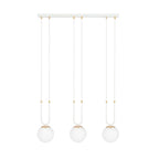 Hanglamp gepoedercoat staal en glas Glam, wit met goudkleurige accenten, 3 lichts, 70 x 115 cm, verstelbaar