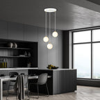 Hanglamp staal en glas Royal retro wit met goud, 3 lampen, kap Ø 14 cm, voor eettafel, keuken of woonkamer