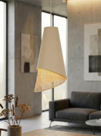 Hanglamp staal modern Moda rotankleurig 95 cm breed, 3 fittingen E27, voor woonkamer of eethoek