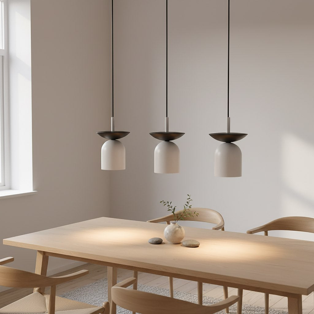 Hanglamp 3 lichtpunten gepoedercoat staal Ego, Scandinavisch, grijs en zwart, 60 x 11 x 120 cm, E14