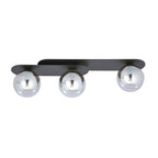 Plafondlamp gepoedercoat staal en glas Plaza, zwart met grafiet glazen kappen, 3 lichts, E14 – 70 x 18 cm
